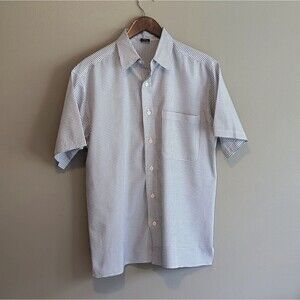 Claudio Nucci Size Medium Lightweight Shirt Mens Short Sleeve Blue Check Top M